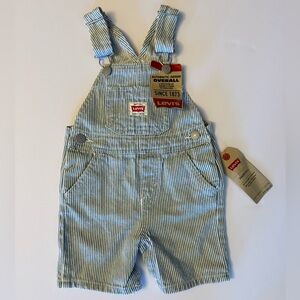 Levi's 12M Overalls Shortall with Blue and White Stripes